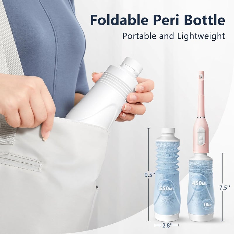 SPACEREST Portable Bidet for Women, 550ml Portable Bidet for Travel, Rechargeable Peri Bottle for Women, Providing to 70 Uses, IPX7 Waterproof for Postpartum Care, Personal Hygiene Cleaning, Perineal - Image 3